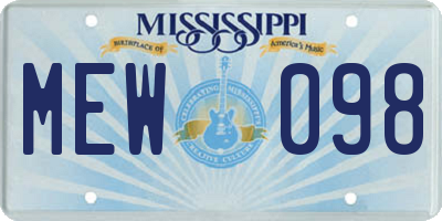 MS license plate MEW098