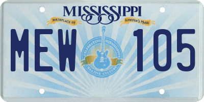 MS license plate MEW105