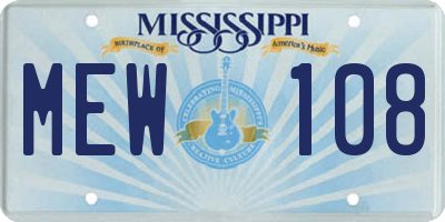 MS license plate MEW108