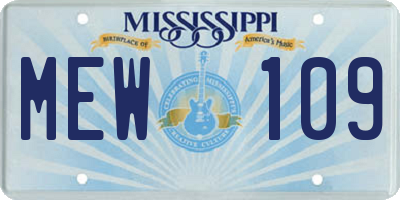 MS license plate MEW109