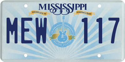 MS license plate MEW117