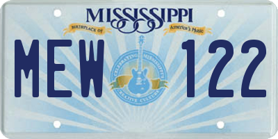 MS license plate MEW122