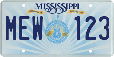 MS license plate MEW123