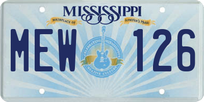 MS license plate MEW126