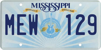 MS license plate MEW129