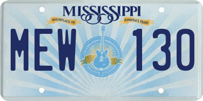 MS license plate MEW130