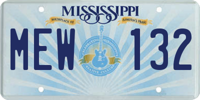 MS license plate MEW132