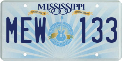 MS license plate MEW133
