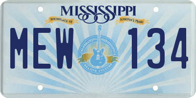 MS license plate MEW134