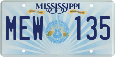 MS license plate MEW135