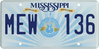 MS license plate MEW136