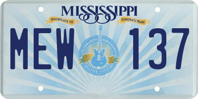 MS license plate MEW137