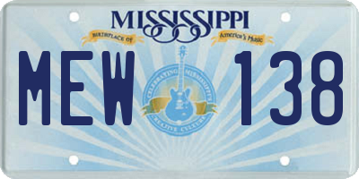MS license plate MEW138