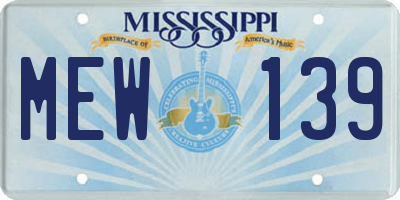 MS license plate MEW139