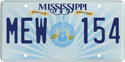 MS license plate MEW154