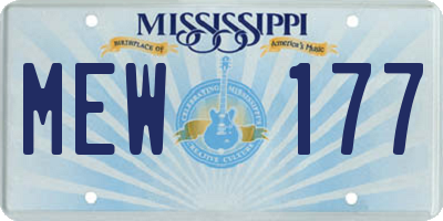 MS license plate MEW177