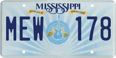 MS license plate MEW178