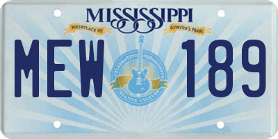 MS license plate MEW189