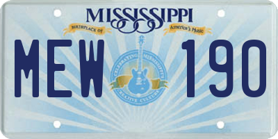 MS license plate MEW190
