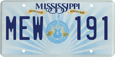 MS license plate MEW191