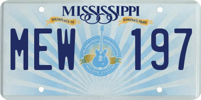 MS license plate MEW197