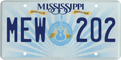 MS license plate MEW202