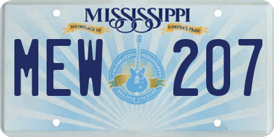 MS license plate MEW207
