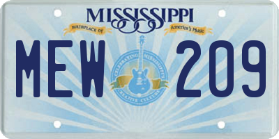 MS license plate MEW209