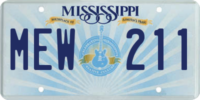 MS license plate MEW211