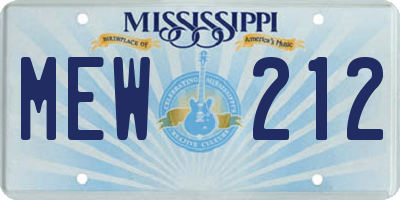 MS license plate MEW212