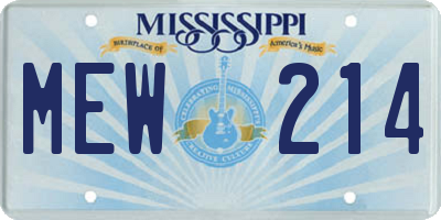 MS license plate MEW214