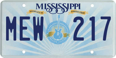 MS license plate MEW217