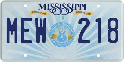 MS license plate MEW218