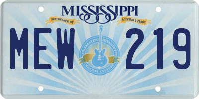 MS license plate MEW219