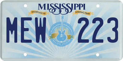 MS license plate MEW223
