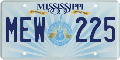 MS license plate MEW225