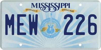 MS license plate MEW226