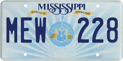 MS license plate MEW228
