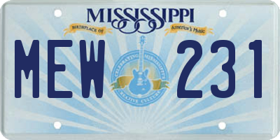 MS license plate MEW231