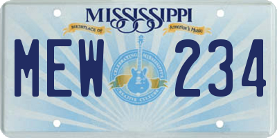 MS license plate MEW234