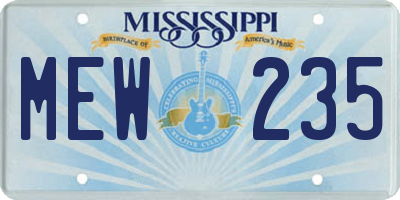 MS license plate MEW235
