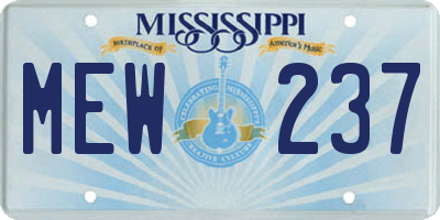 MS license plate MEW237