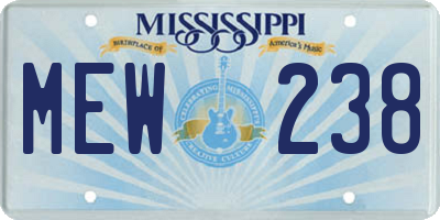 MS license plate MEW238