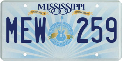 MS license plate MEW259