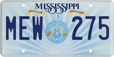 MS license plate MEW275