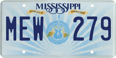 MS license plate MEW279