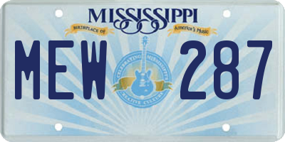 MS license plate MEW287
