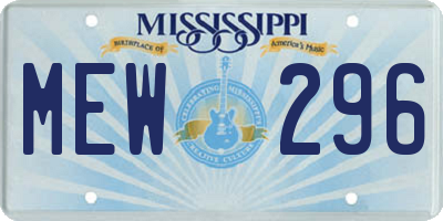 MS license plate MEW296