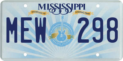 MS license plate MEW298
