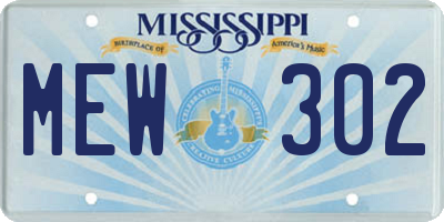 MS license plate MEW302